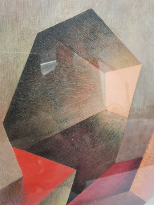 ORIGINAL SIGNED CUBIST TEMPRA PAINTING - ADDITIONAL PHOTO 5