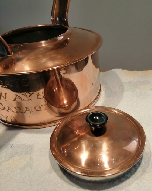 ANTIQUE GARAGE ADVERTISING COPPER KETTLE - ADDITIONAL PHOTO 4