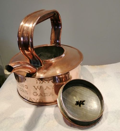 ANTIQUE GARAGE ADVERTISING COPPER KETTLE - ADDITIONAL PHOTO 6