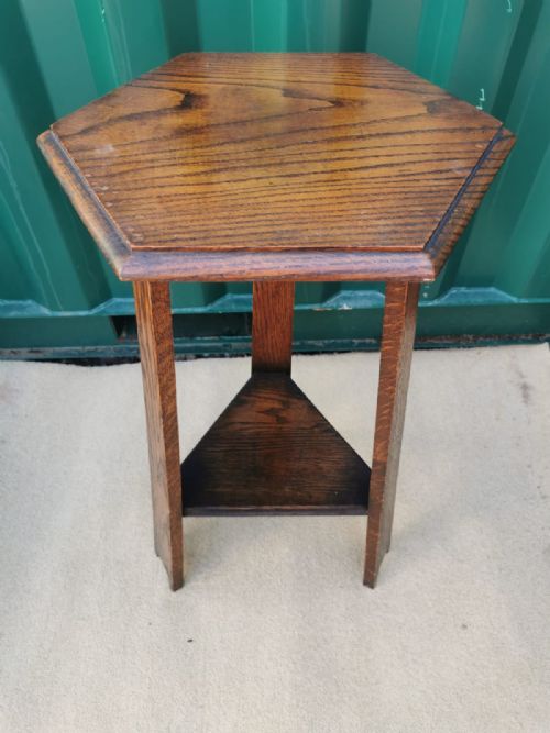ART'S AND CRAFTS OAK TABLE LAMP TABLE - ADDITIONAL PHOTO 4