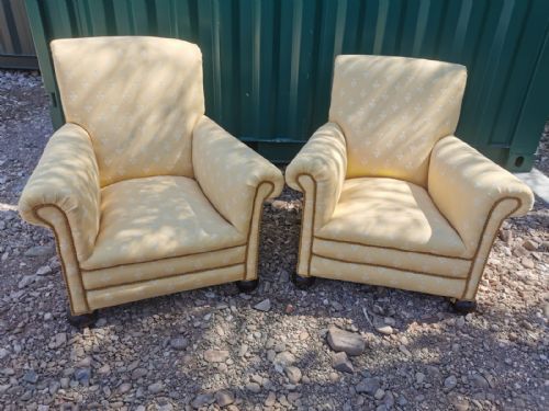 antique pair of upholstered armchairs - CATEGORY: ANTIQUE CHAIRS - DATED EDWARDIAN
