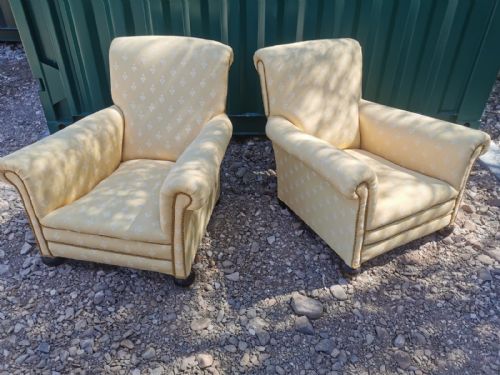 ANTIQUE PAIR OF UPHOLSTERED ARMCHAIRS - ADDITIONAL PHOTO 1