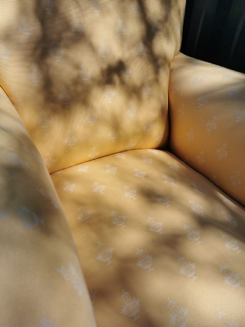 ANTIQUE PAIR OF UPHOLSTERED ARMCHAIRS - ADDITIONAL PHOTO 5