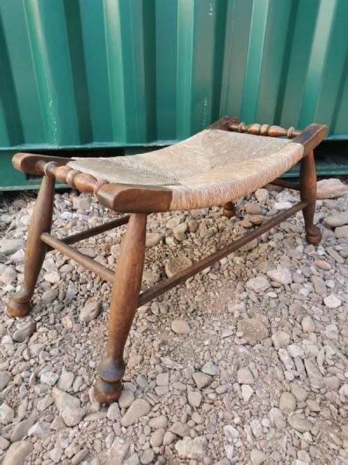 arts and crafts rush seated stool - CATEGORY: ANTIQUE STOOLS - DATED 1910