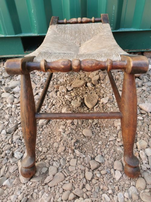 ARTS AND CRAFTS RUSH SEATED STOOL - ADDITIONAL PHOTO 1