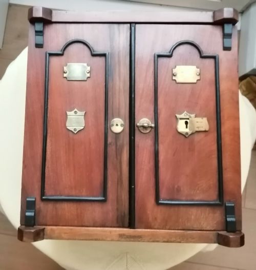 victorian walnut table cabinet humidor - CATEGORY: ANTIQUE CUPBOARDS - DATED 1880