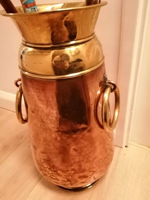 ARTS AND CRAFTS COPPER AND BRASS UMBRELLA AND STICK STAND - ADDITIONAL PHOTO 3