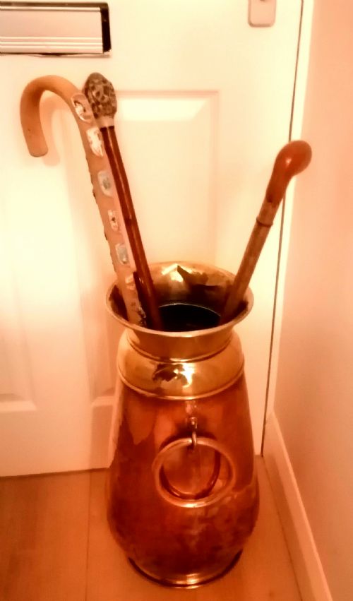 ARTS AND CRAFTS COPPER AND BRASS UMBRELLA AND STICK STAND - ADDITIONAL PHOTO 6