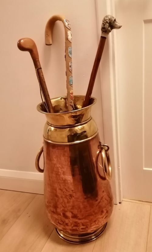 ARTS AND CRAFTS COPPER AND BRASS UMBRELLA AND STICK STAND - ADDITIONAL PHOTO 7