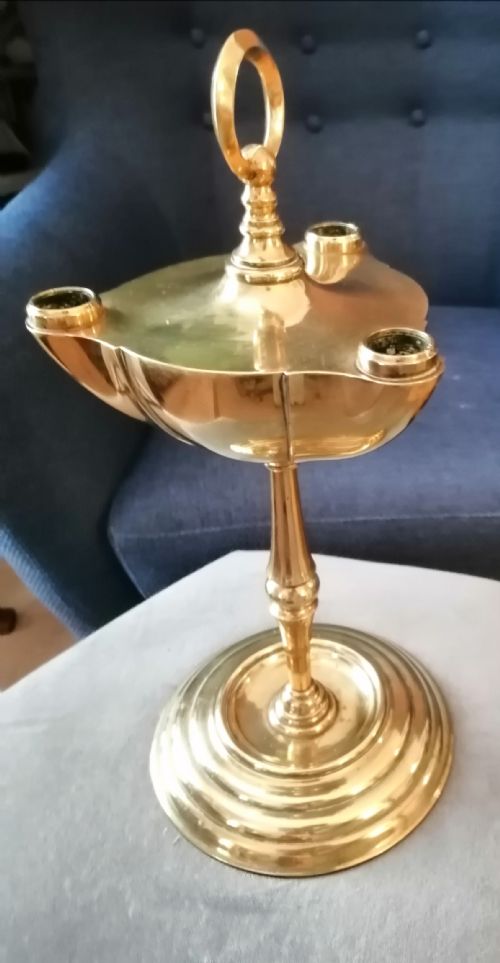 19C BRASS OILINCENSE LAMP - ADDITIONAL PHOTO 1