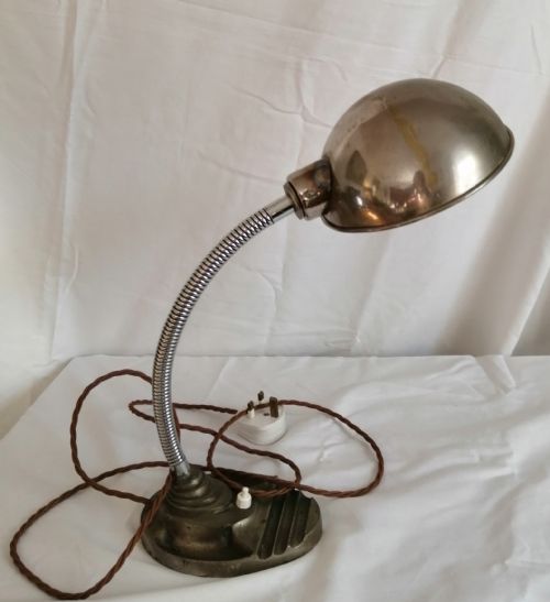 art deco chrome desk lamp table lamp - CATEGORY: ANTIQUE LIGHTING - DATED 1930