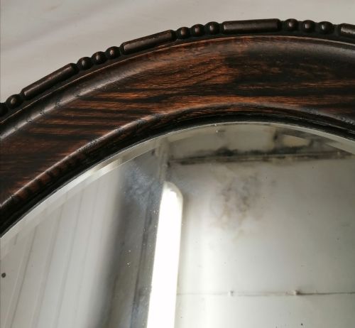 A LARGE EDWARDIAN OVAL OAK MIRROR - ADDITIONAL PHOTO 3