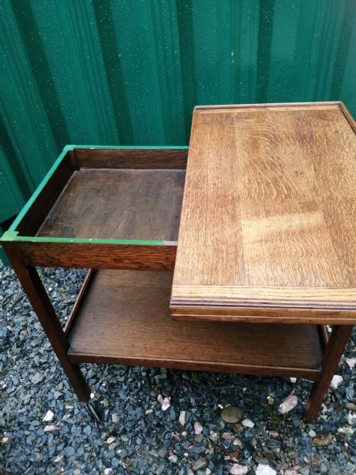PALE OAK COMBINATION TEA TROLLEYCARD TABLE - ADDITIONAL PHOTO 3