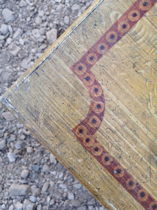 ANTIQUE PINE ORIGINAL PAINTED TRUNK - ADDITIONAL PHOTO 2