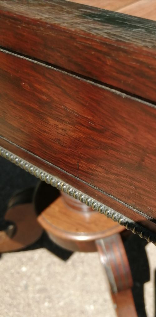 REGENCY ROSEWOOD AND BRASS INLAID CARD TABLE - ADDITIONAL PHOTO 5