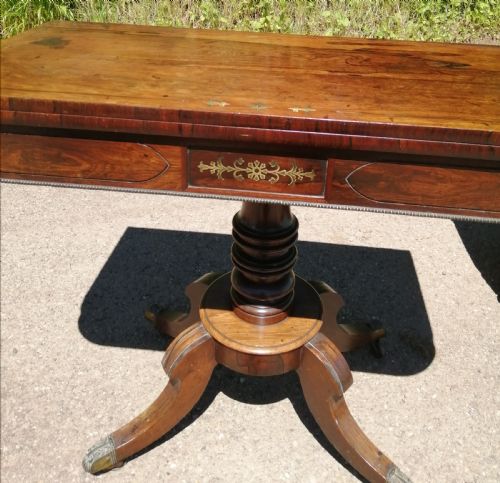 REGENCY ROSEWOOD AND BRASS INLAID CARD TABLE - ADDITIONAL PHOTO 8