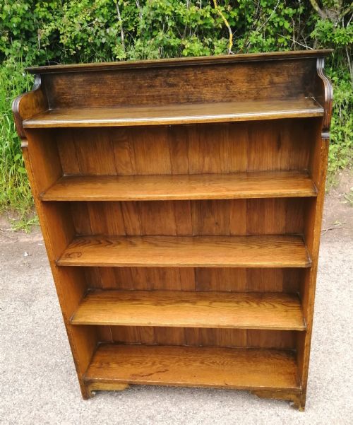 edwardian oak open bookcase - CATEGORY: ANTIQUE BOOKCASES - DATED 1910