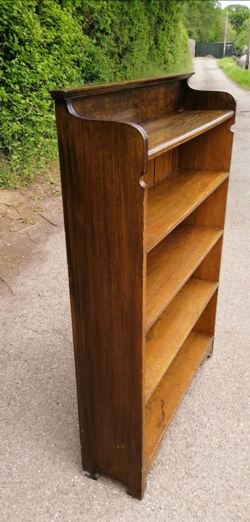EDWARDIAN OAK OPEN BOOKCASE - ADDITIONAL PHOTO 3