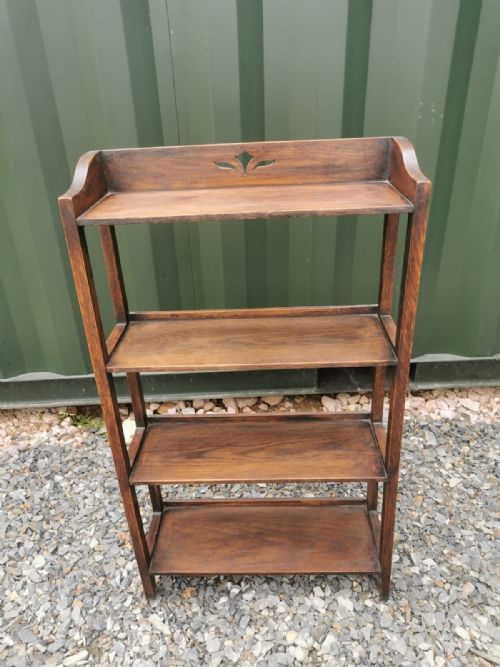 art's and crafts oak open bookcase - CATEGORY: ANTIQUE BOOKCASES - DATED 1910
