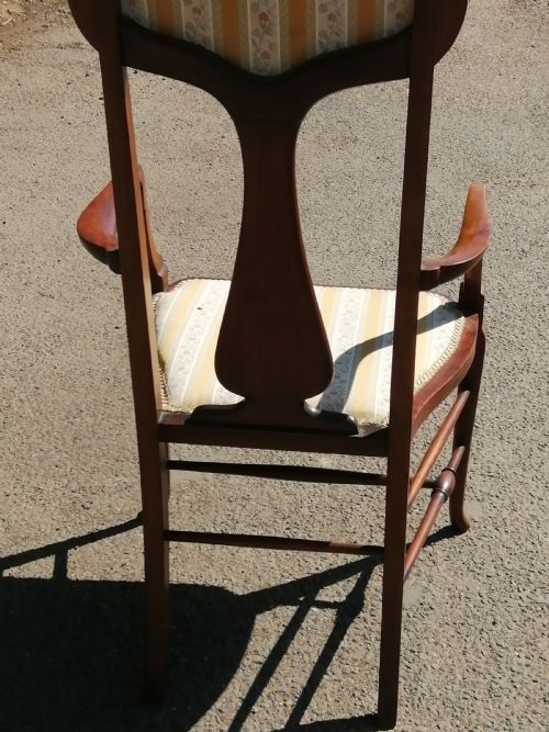 ARTS AND CRAFTS INLAID MAHOGANY ARM CHAIR POSSIBLY SCOTTISH - ADDITIONAL PHOTO 1
