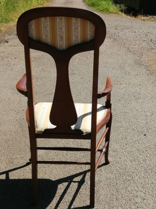 ARTS AND CRAFTS INLAID MAHOGANY ARM CHAIR POSSIBLY SCOTTISH - ADDITIONAL PHOTO 3