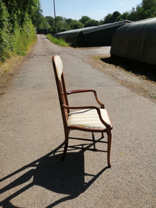 ARTS AND CRAFTS INLAID MAHOGANY ARM CHAIR POSSIBLY SCOTTISH - ADDITIONAL PHOTO 11