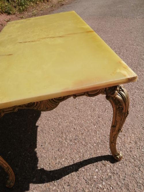 FRENCH BRASS AND ONYX COFFEE TABLE - ADDITIONAL PHOTO 5
