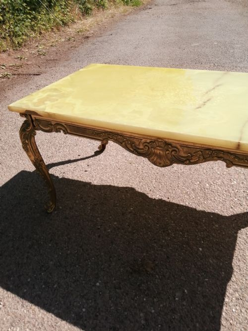 FRENCH BRASS AND ONYX COFFEE TABLE - ADDITIONAL PHOTO 6