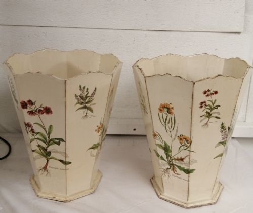 ATTRACTIVE PAIR OF WOODEN BOTANICAL PAPER BINS - ADDITIONAL PHOTO 1
