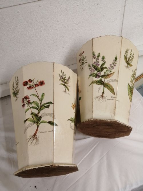 ATTRACTIVE PAIR OF WOODEN BOTANICAL PAPER BINS - ADDITIONAL PHOTO 4