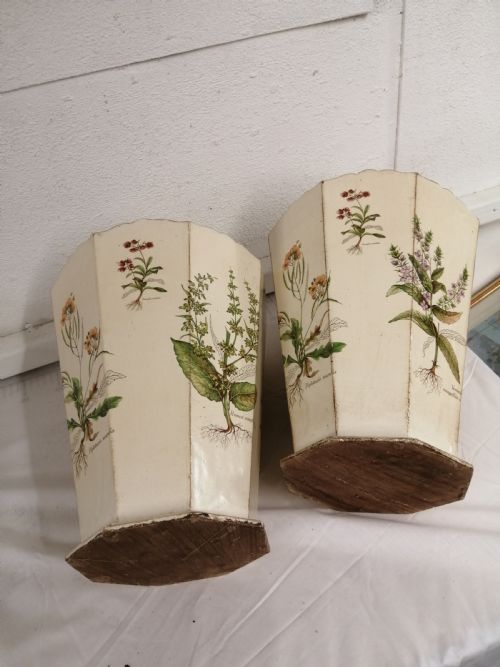 ATTRACTIVE PAIR OF WOODEN BOTANICAL PAPER BINS - ADDITIONAL PHOTO 5