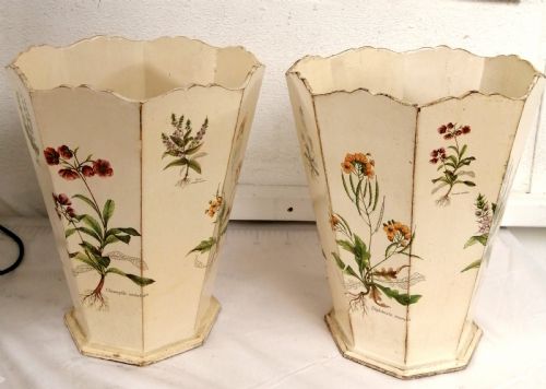 ATTRACTIVE PAIR OF WOODEN BOTANICAL PAPER BINS - ADDITIONAL PHOTO 8