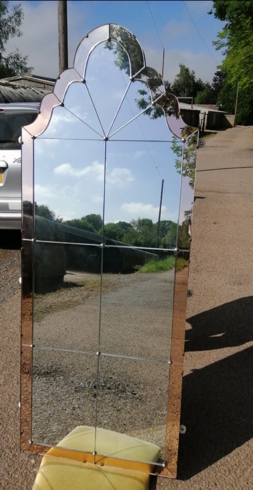 a fine 5ft art deco mirror - CATEGORY: ANTIQUE MIRRORS - DATED 1920