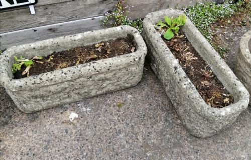 pair of antique stone planters - CATEGORY: ANTIQUE MISCELLANEOUS - DATED 1920