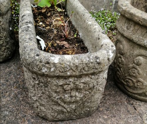 PAIR OF ANTIQUE STONE PLANTERS - ADDITIONAL PHOTO 3
