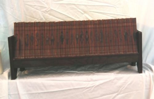 art's and crafts book trough with original set of 25 punchbooks - CATEGORY: ANTIQUE BOOKCASES - DATED 1900