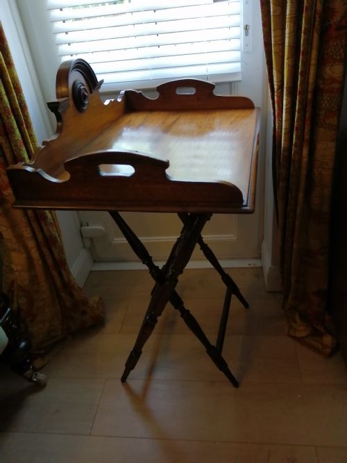 VICTORIAN WALNUT BUTLER'S TRAY ON STAND - ADDITIONAL PHOTO 2