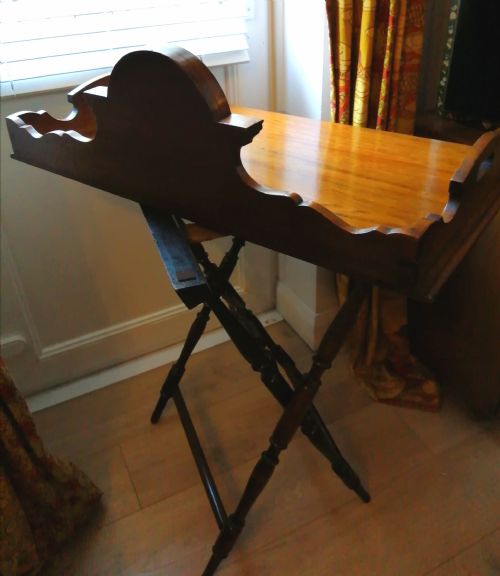 VICTORIAN WALNUT BUTLER'S TRAY ON STAND - ADDITIONAL PHOTO 5