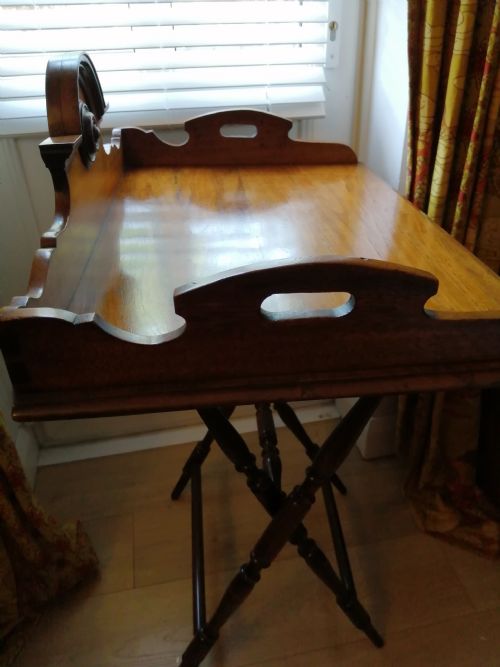 VICTORIAN WALNUT BUTLER'S TRAY ON STAND - ADDITIONAL PHOTO 13