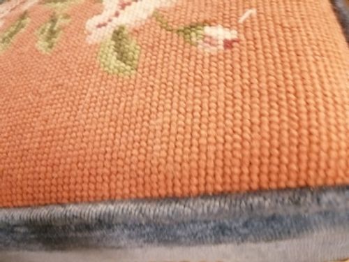 ANTIQUE LONG WOOLWORK TOP STOOL - ADDITIONAL PHOTO 7