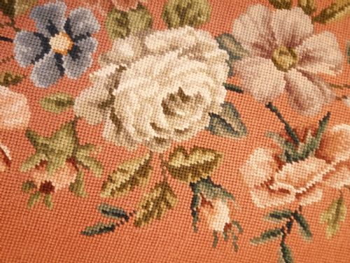 ANTIQUE LONG WOOLWORK TOP STOOL - ADDITIONAL PHOTO 8