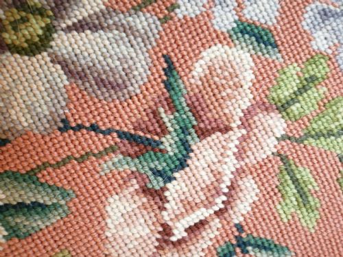 ANTIQUE LONG WOOLWORK TOP STOOL - ADDITIONAL PHOTO 12
