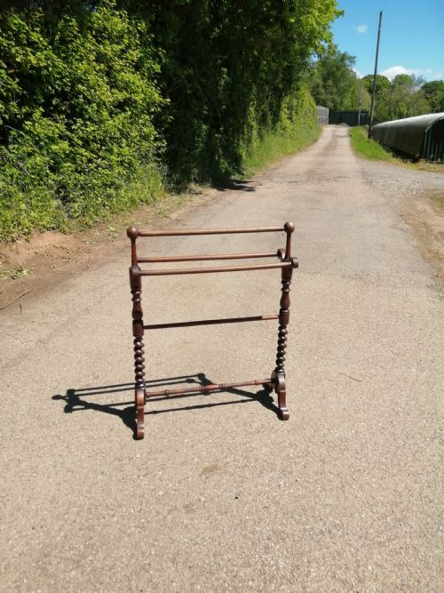 VICTORIAN MAHOGANY 5 BAR TOWEL RAIL - ADDITIONAL PHOTO 1