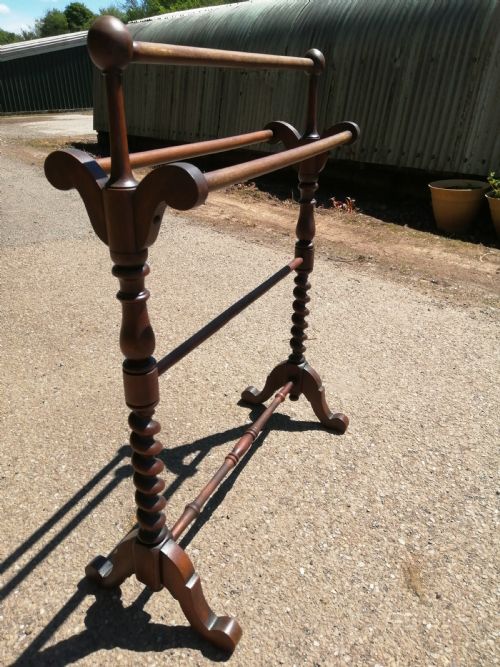 VICTORIAN MAHOGANY 5 BAR TOWEL RAIL - ADDITIONAL PHOTO 4
