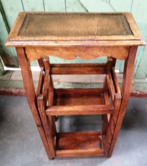 ANTIQUE OAK FOLDING LIBRARY STEPS - ADDITIONAL PHOTO 4