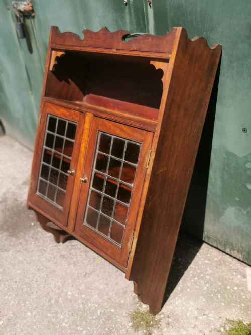 art's and crafts mahogany wall hanging cabinet - CATEGORY: ANTIQUE CABINETS - DATED 1900