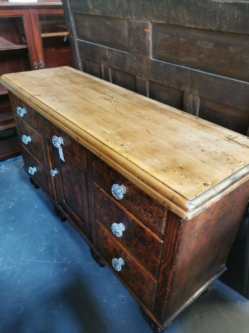 A VICTORIAN ORIGINAL PAINTED PINE DRESSER BASE - ADDITIONAL PHOTO 2