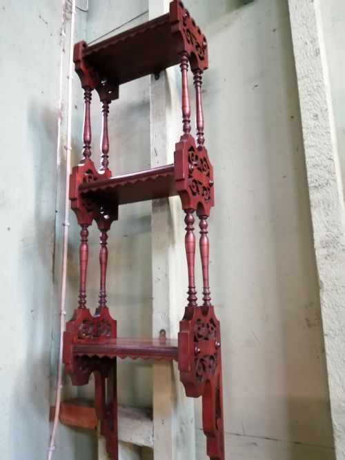 victorian walnut narrow hanging shelf - CATEGORY: ANTIQUE FURNITURE - DATED 1880