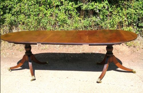 ANTIQUE MAHOGANY TWIN PILLAR DINING TABLE - ADDITIONAL PHOTO 1