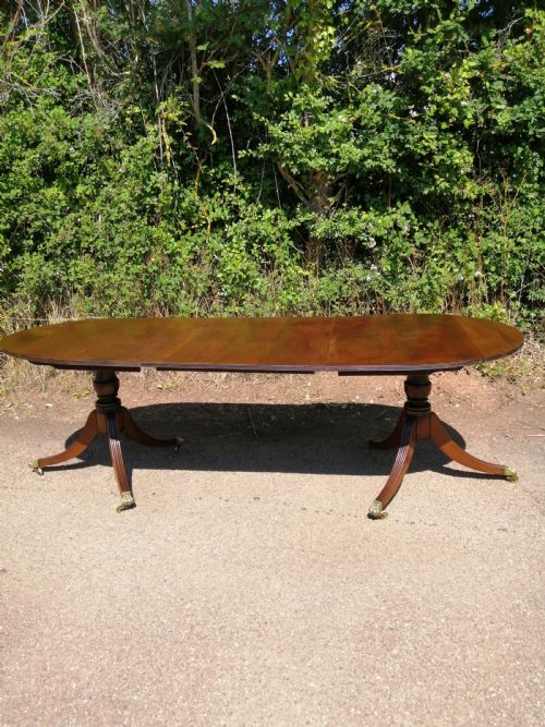 ANTIQUE MAHOGANY TWIN PILLAR DINING TABLE - ADDITIONAL PHOTO 4